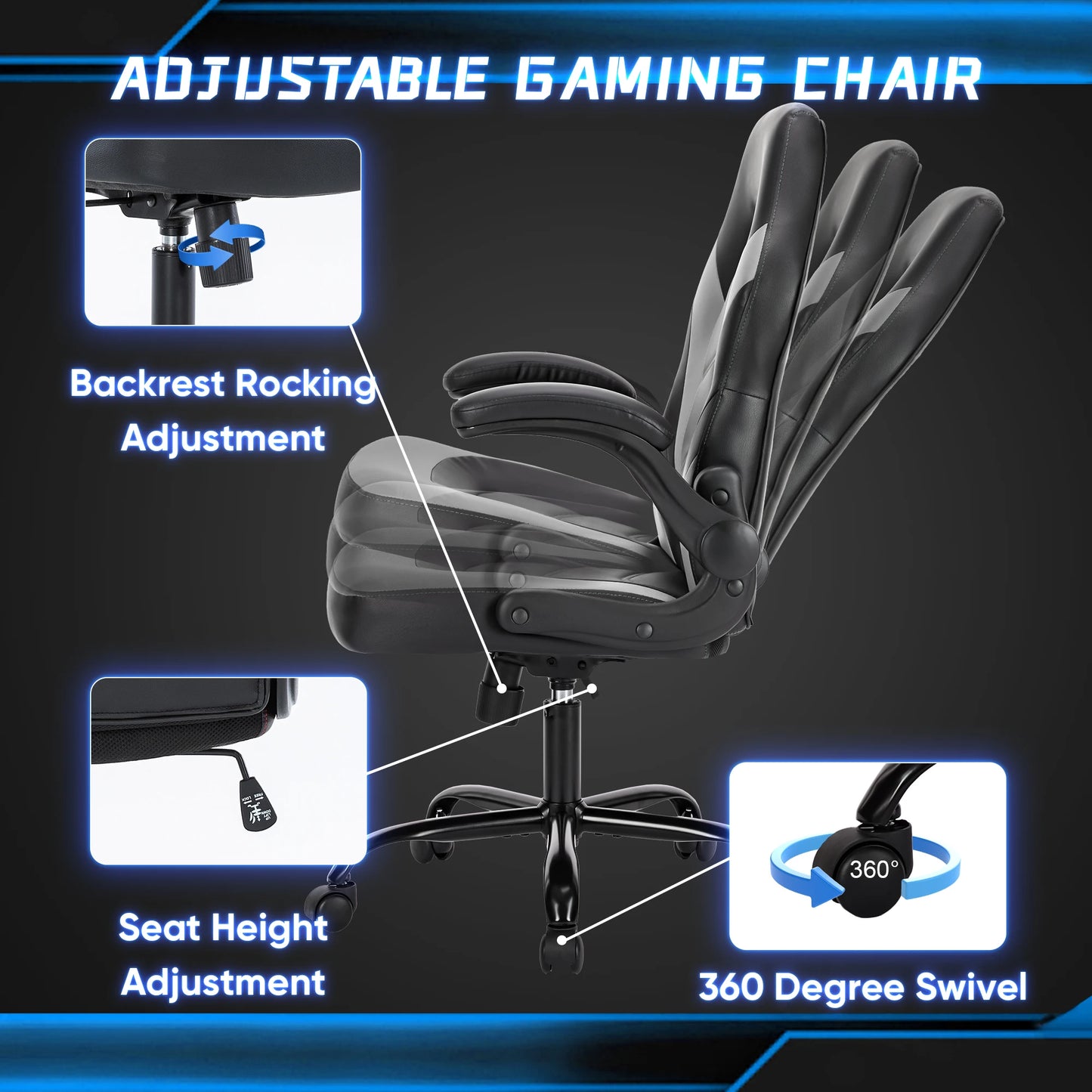 JHK Ergonomic Office Chair PU Leather Racing Desk Chair