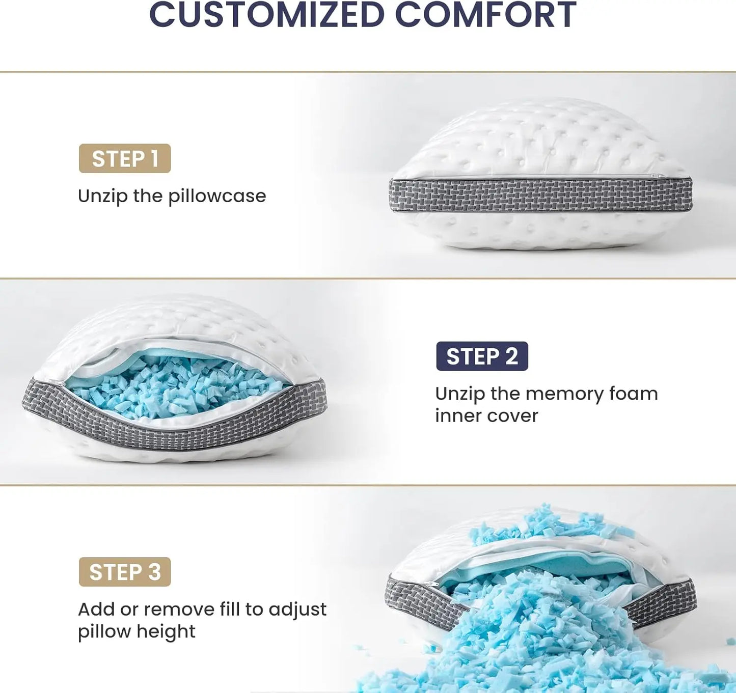 BedStory Queen Cooling Memory Foam Pillow CertiPURUS