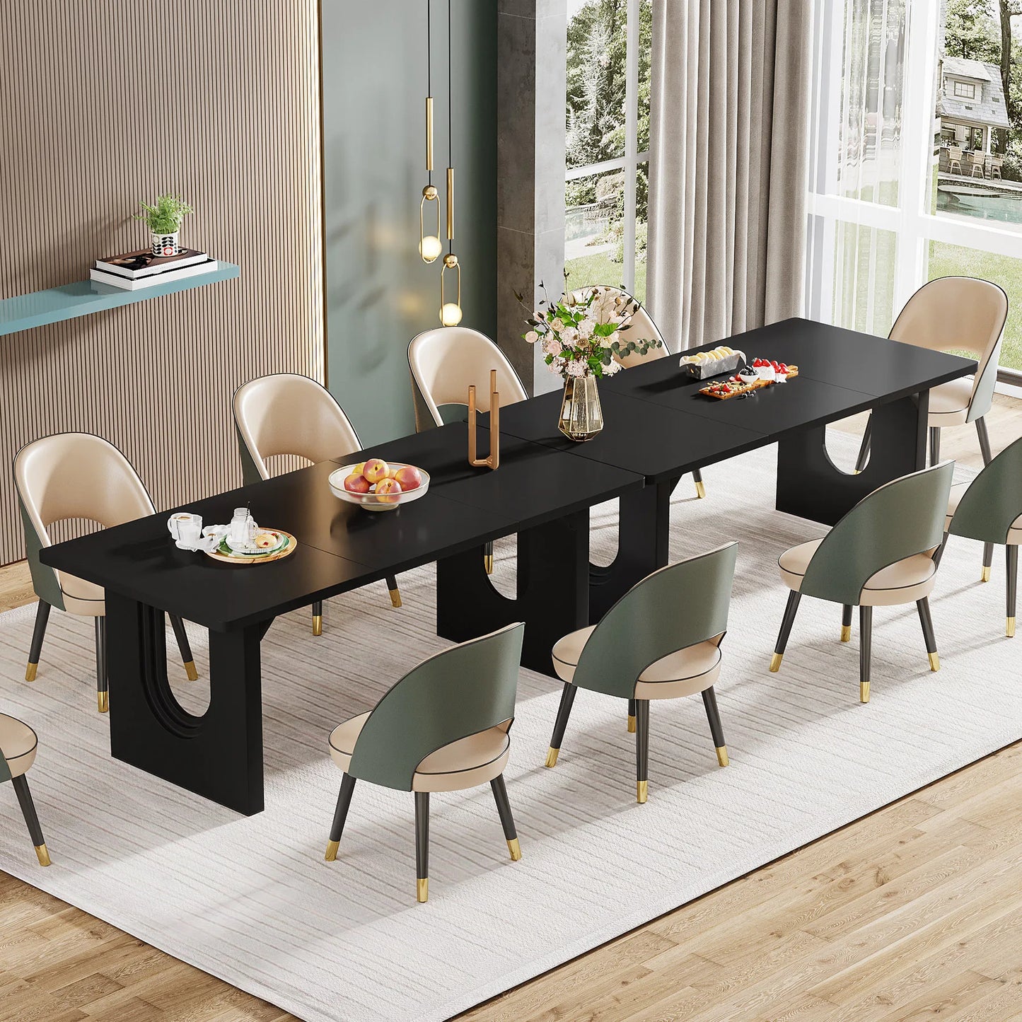 Tribesigns Modern Dining Table With Wood Pedestal Base