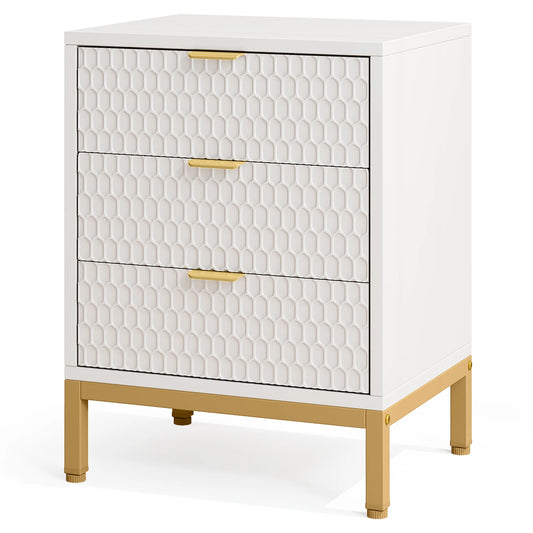 Tribesigns Modern Nightstand With 3 Drawers Bedside Table