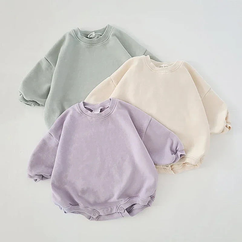 0-24M Newborn Infant Baby Girl Boy Sweatshirt Romper Toddler Long Sleeve Basic Cotton Oversize Rompers Baby Clothes Jumpsuit