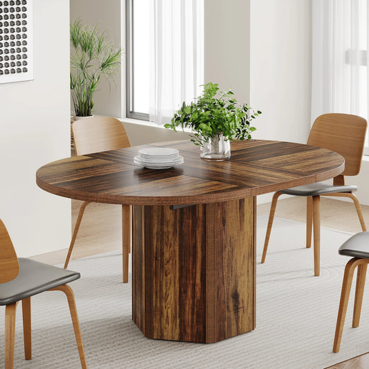 Tribesigns Oval Dining Table Wood Kitchen Rustic Furniture