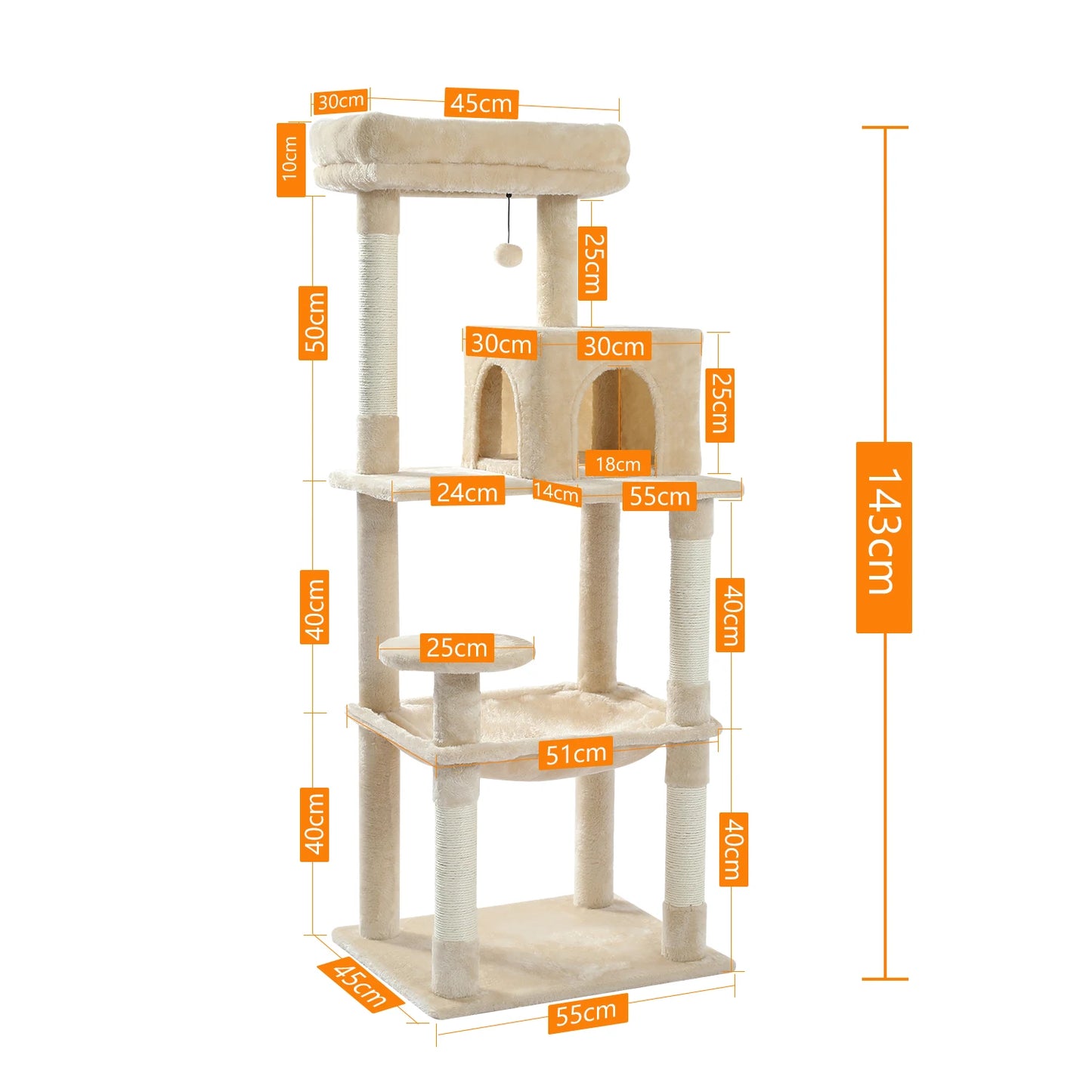 PAWZ Road Indoor Cat Tree 5 Level Tower Durable Hammock