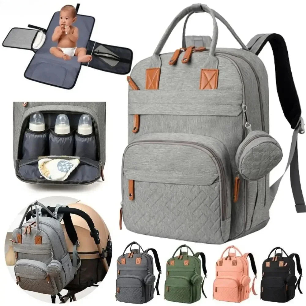 Diaper Bag Backpack Waterproof With Changing Station Straps