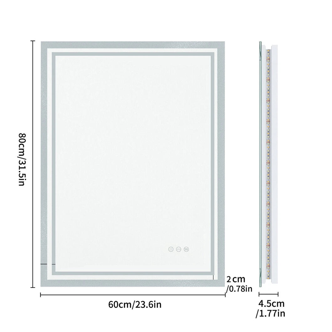 Borwart LED Bathroom Mirror Dimmable Backlit Fogless IP65