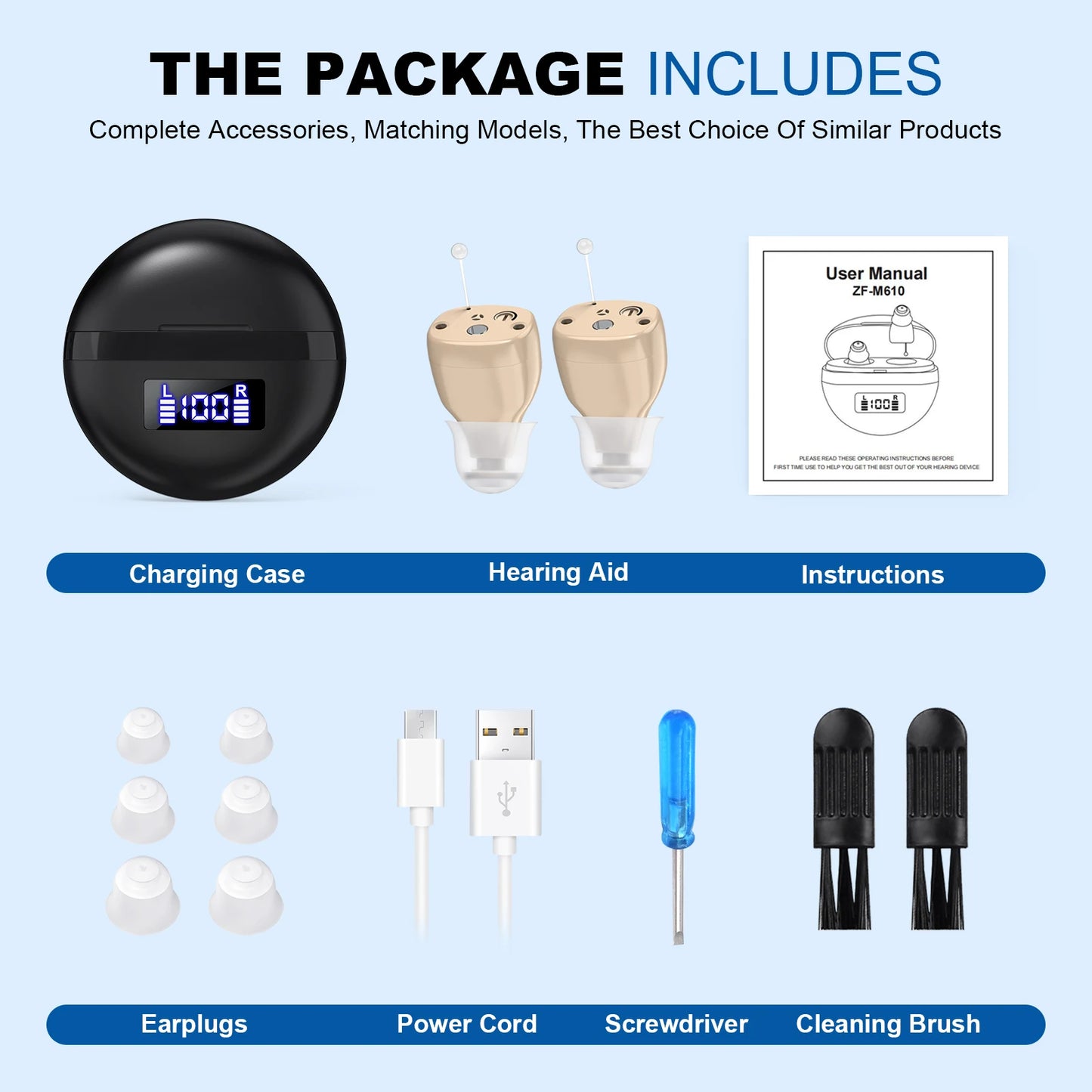 Rechargeable Portable Hearing Aids Invisible ITE Amplifiers