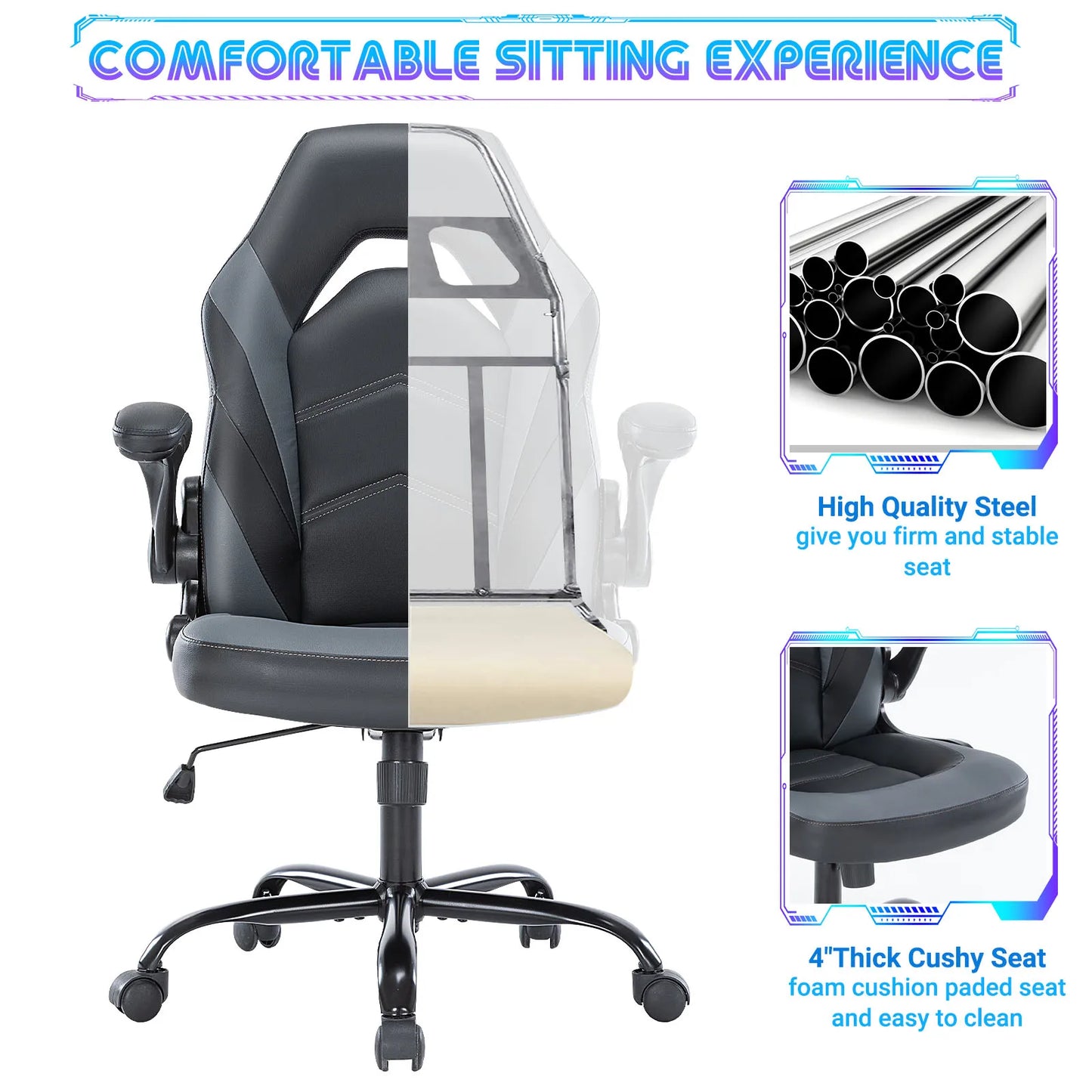 JHK Ergonomic Office Chair PU Leather Racing Desk Chair
