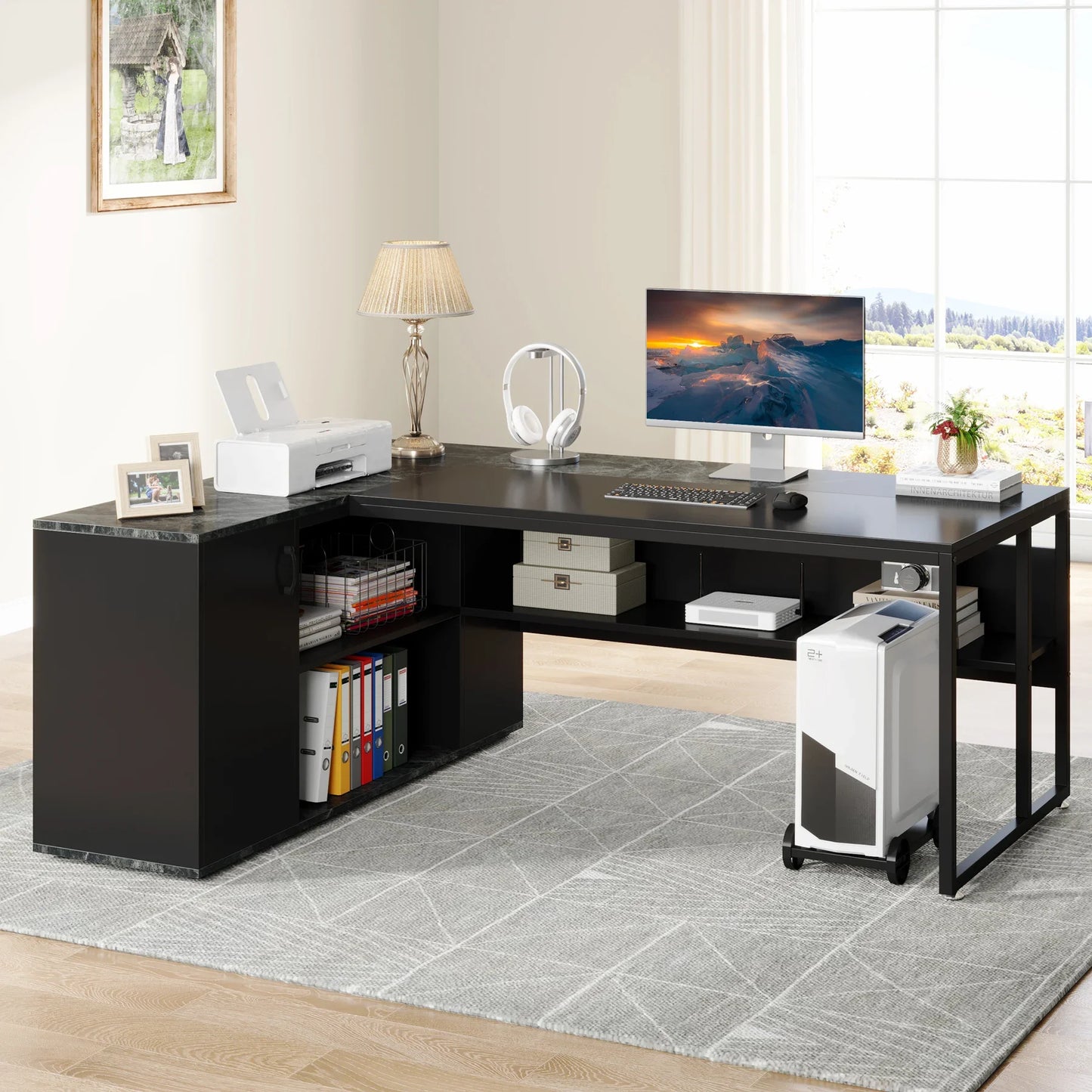 Tribesigns Executive Desk With Cabinet Storage Shelves