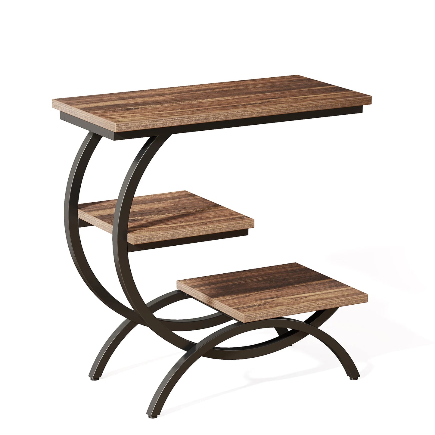 Tribesigns C Shaped End Table Industrial 3 Tier Storage