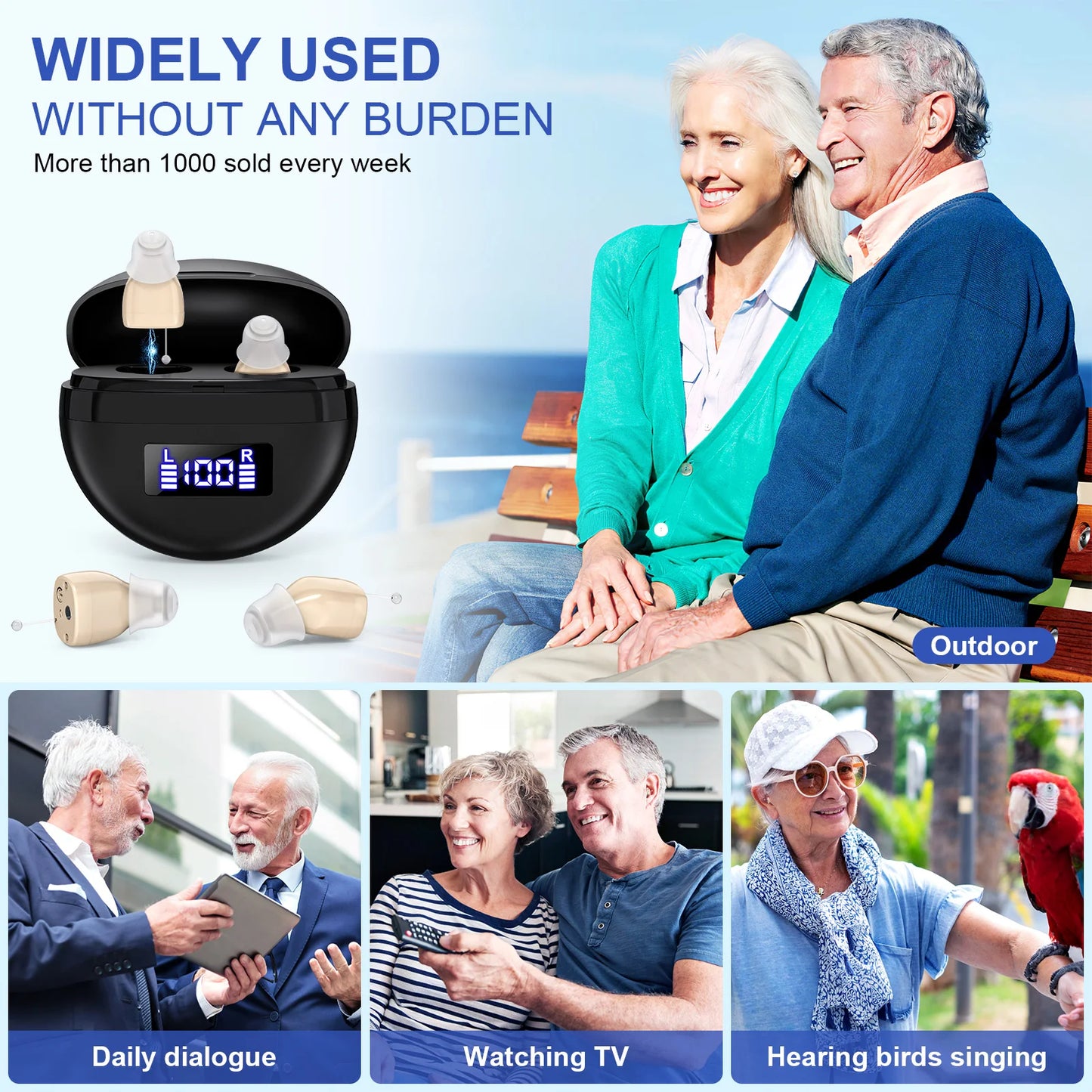 Rechargeable Portable Hearing Aids Invisible ITE Amplifiers