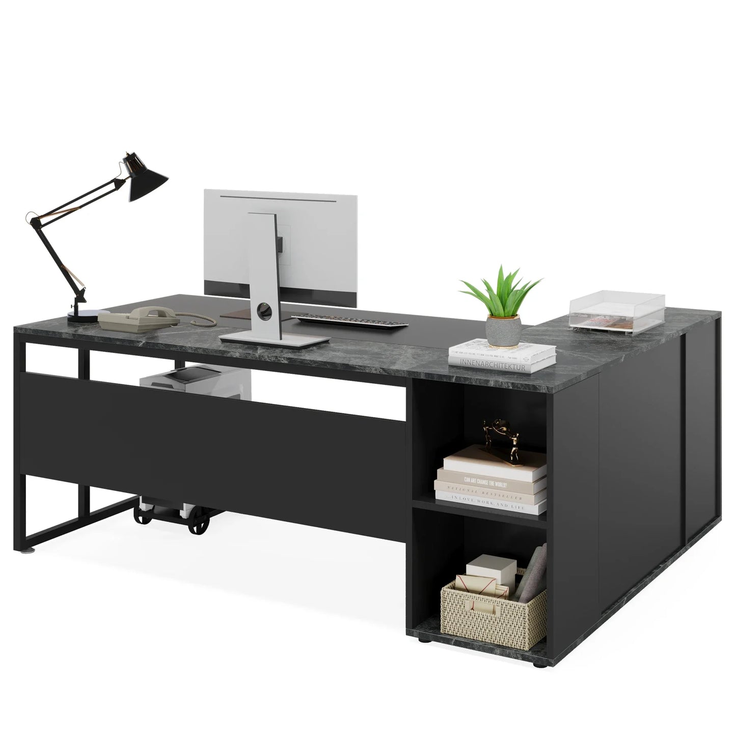 Tribesigns Executive Desk With Cabinet Storage Shelves