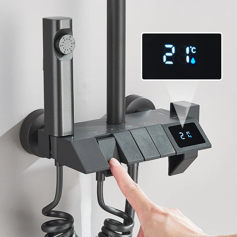 Rozin Digital Display Shower Faucet Set Piano Style