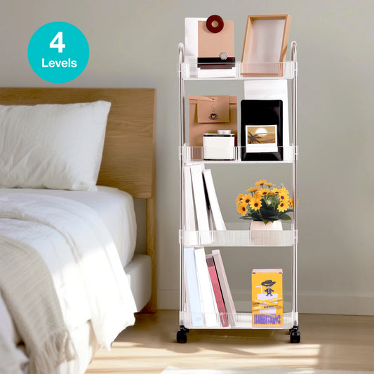 4 Tier Acrylic Shelf Organizer - Heavy Duty 50lbs Capacity & No Tools Assembly, Space Saving Storage Rack with Adjustable Laye