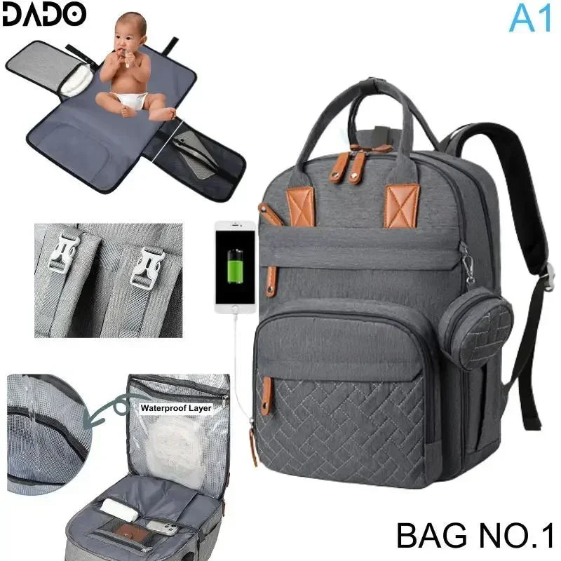 Diaper Bag Backpack Waterproof With Changing Station Straps