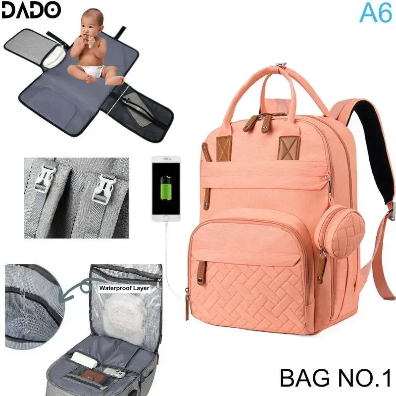 Diaper Bag Backpack Waterproof With Changing Station Straps