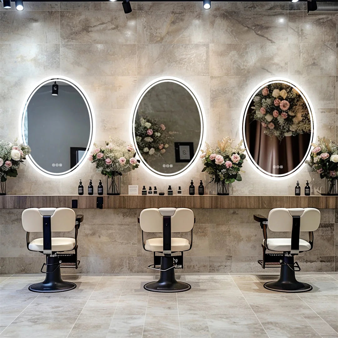 LUVODI Luxury Oval LED Bathroom Mirror Backlit Demister