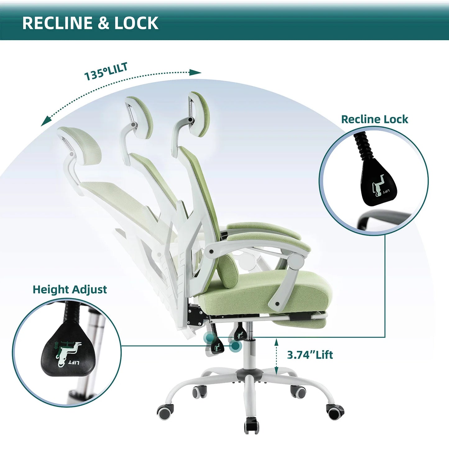 JHK Ergonomic Reclining High Back Mesh Office Gaming Chair