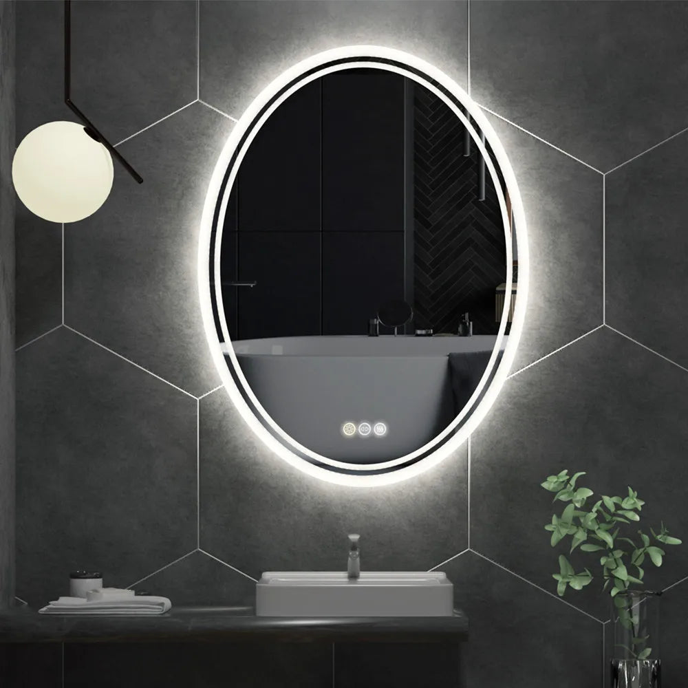 LUVODI Luxury Oval LED Bathroom Mirror Backlit Demister