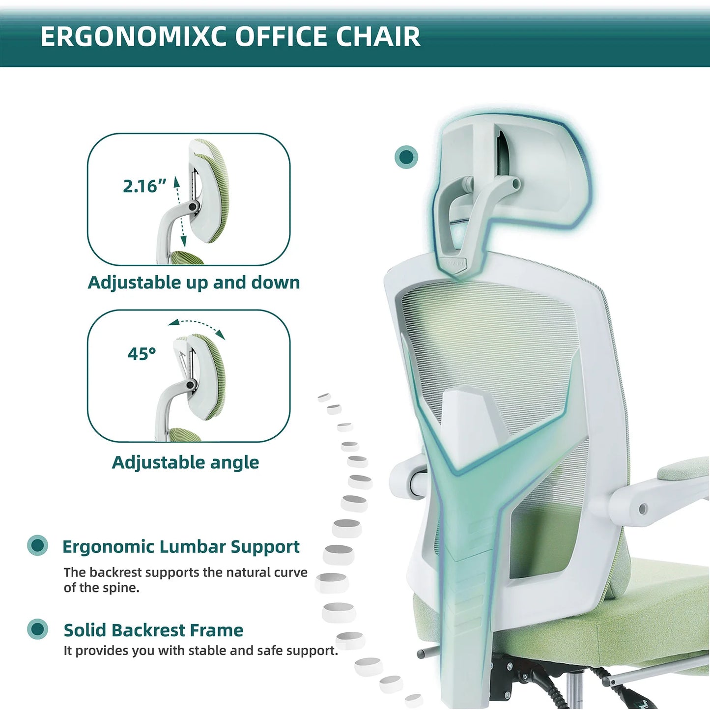 JHK Ergonomic Reclining Mesh Office Chair With Lumbar Support