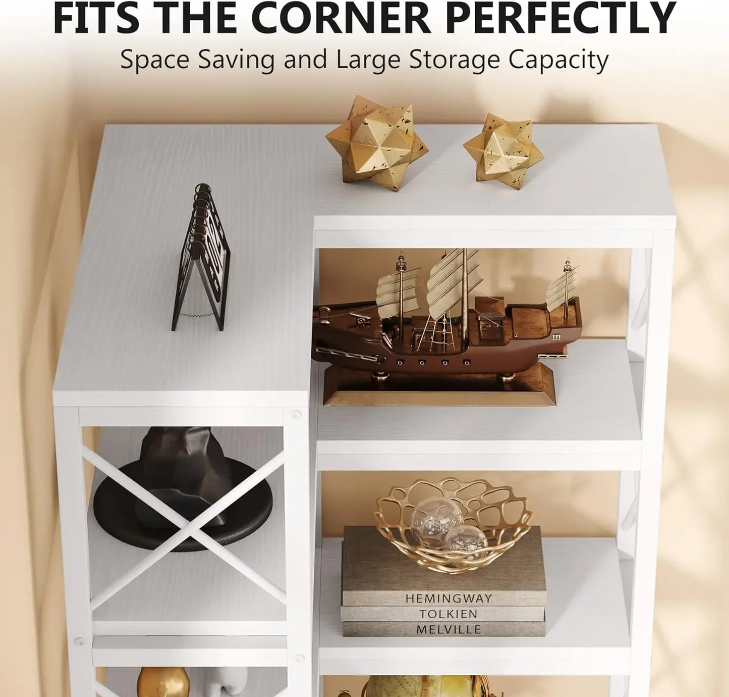 Tribesigns Way To Origin 7 Tier Corner Bookcase Industrial