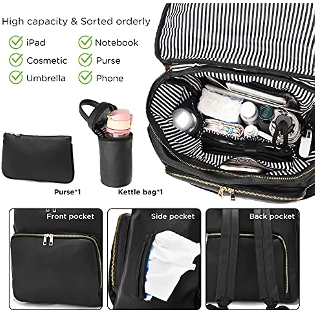 Closure Large Capacity Diaper Bag Backpack for Travel