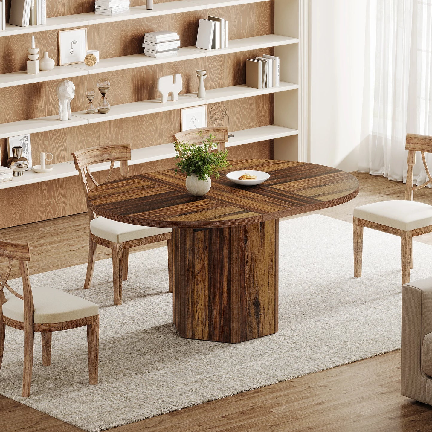 Tribesigns Oval Dining Table Wood Kitchen Rustic Furniture
