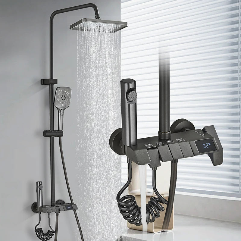 Rozin Digital Display Shower Faucet Set Piano Style