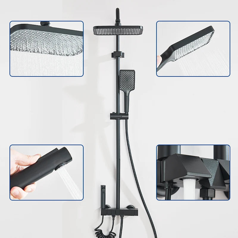 Rozin Digital Display Shower Faucet Set Piano Style