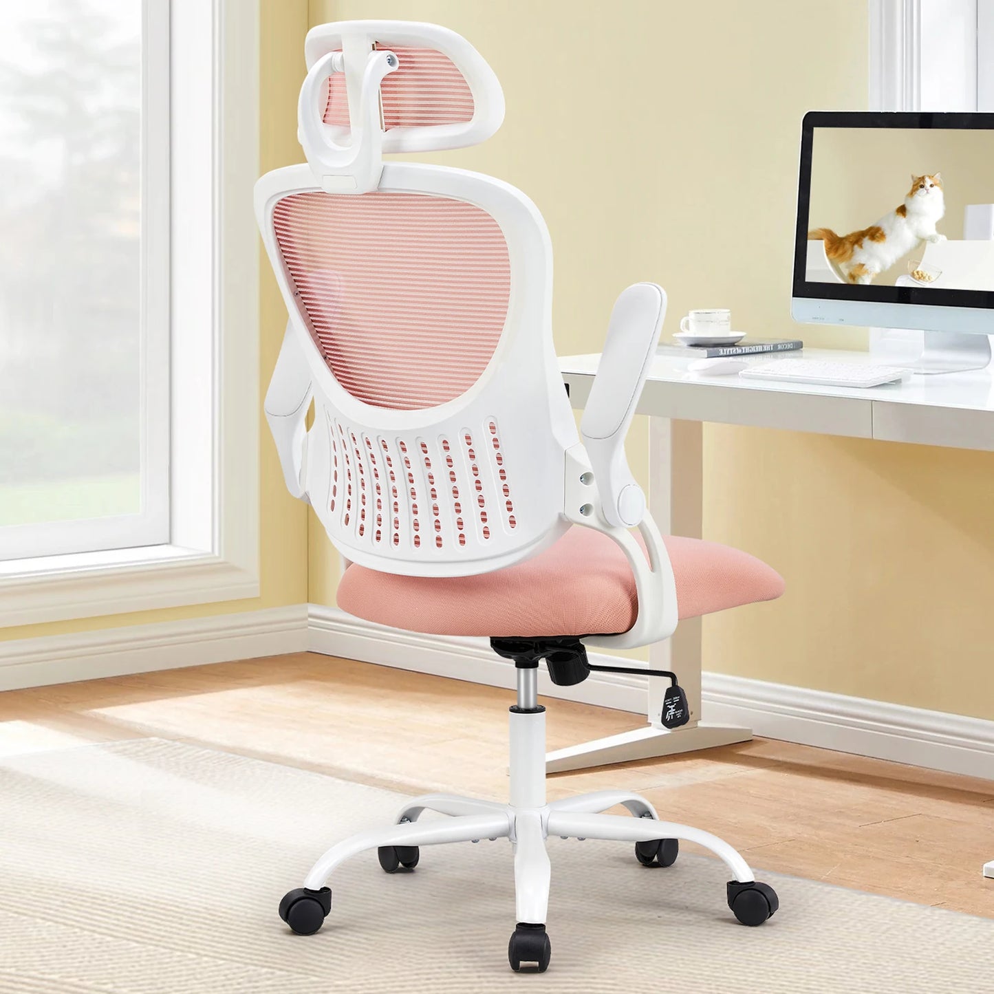 JHKErgonomics Mesh Ergonomic Office Chair Flip Up Headrest