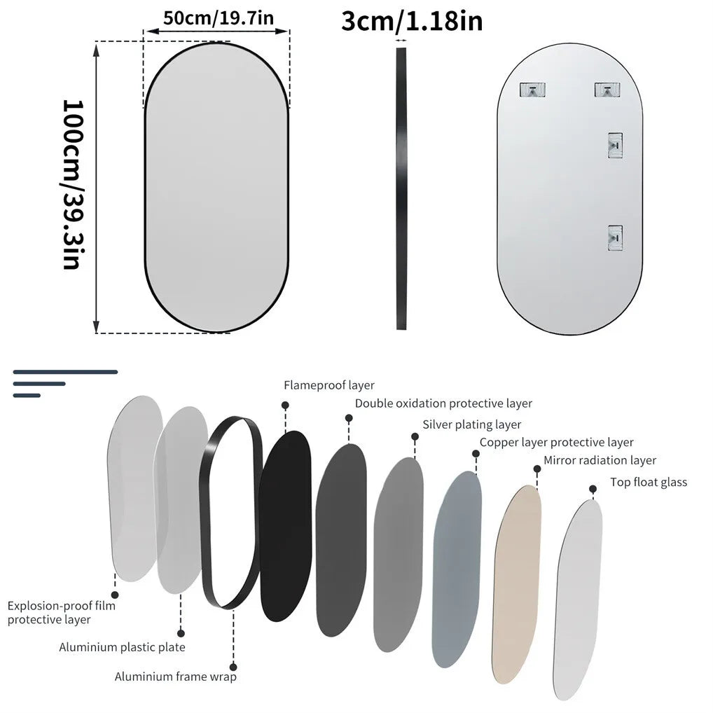 BORWART Wall Vanity Mirror Oval Framed for Bathroom