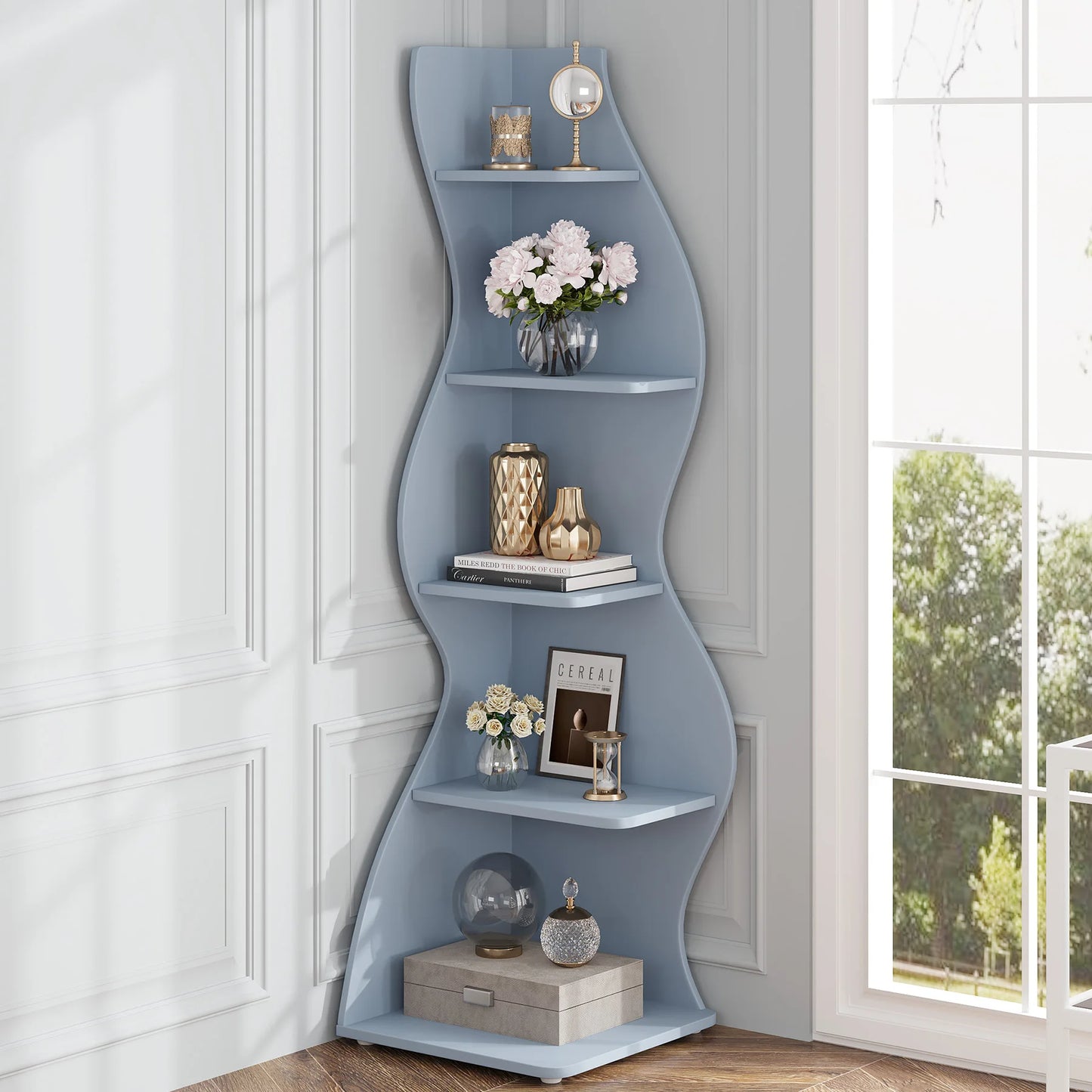 Tribesigns 5 Tier Corner Shelf Wall Bookshelf Plant Stand