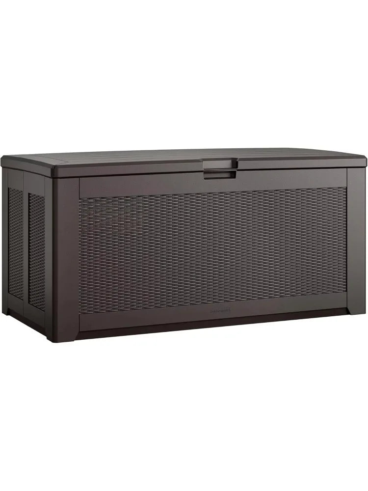Extra Large Resin Outdoor Storage Deck Box (134 Gal), Weather Resistant, Brown, Deck Organization for Home/Backyard