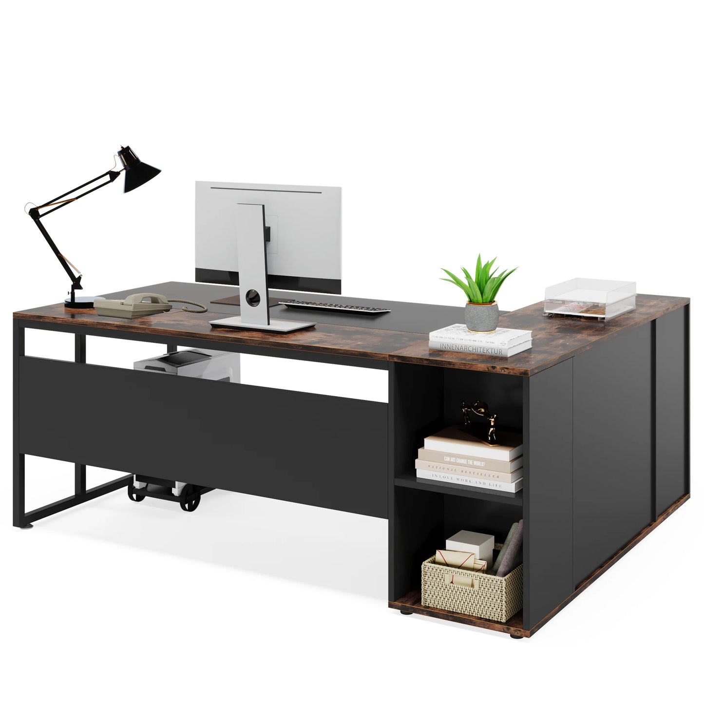 Tribesigns Executive Desk With Cabinet Storage Shelves