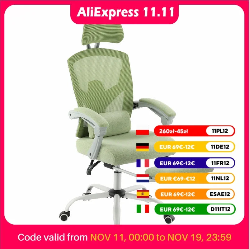 JHK Ergonomic Reclining Mesh Office Chair With Lumbar Support