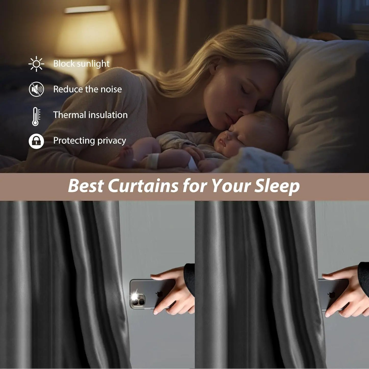 Room Divider Curtains with Ceiling Curtain Track Set Window Curtain for Bedroom,Living Room Total Blackout Thermal Insulated