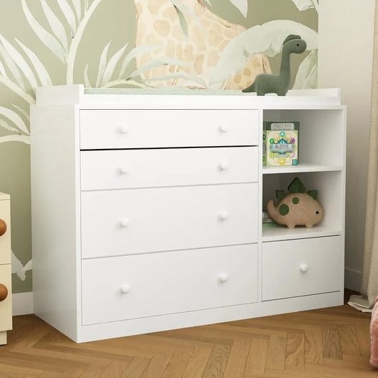 Baby Classic Changing Table Dresser With 5 Drawers Shelves