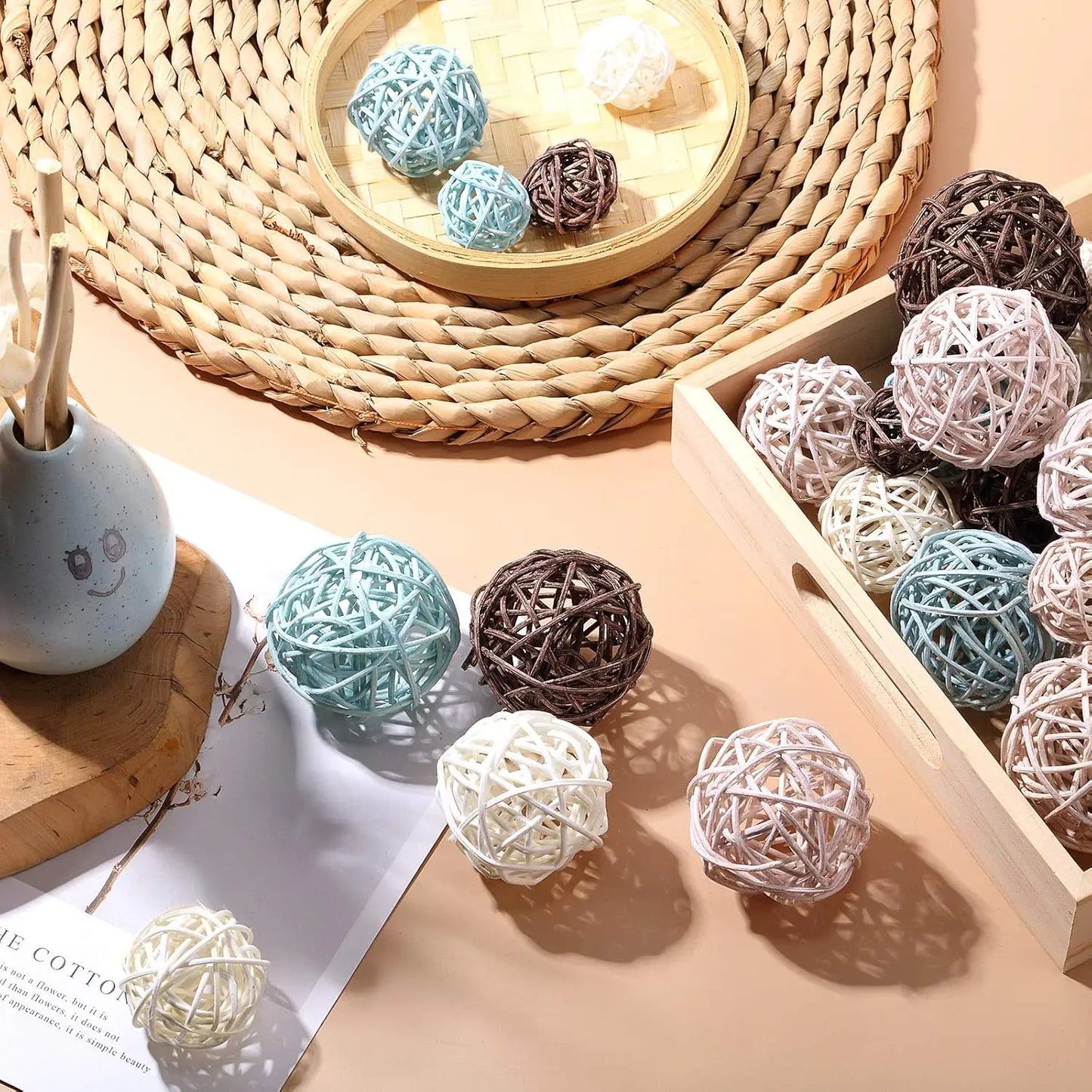 36 wicker vine ball vases, center decorative ball bowls, home decorative ball fillings, 4 sizes