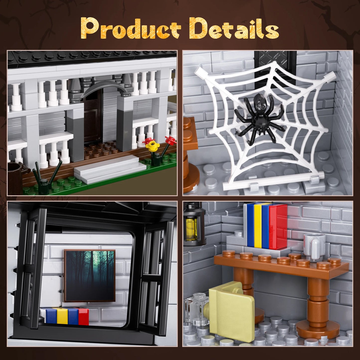 Monster Haunted House Building Blocks Set Scary Valley Horror Decor with Light Model Bricks Toy Halloween Gift for Kids Adults