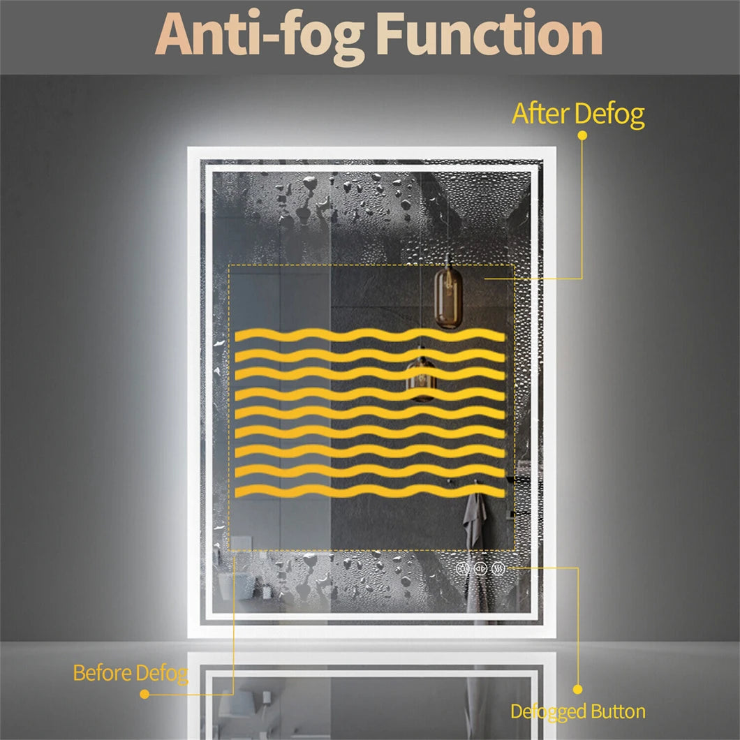 Borwart LED Bathroom Mirror Dimmable Backlit Fogless IP65