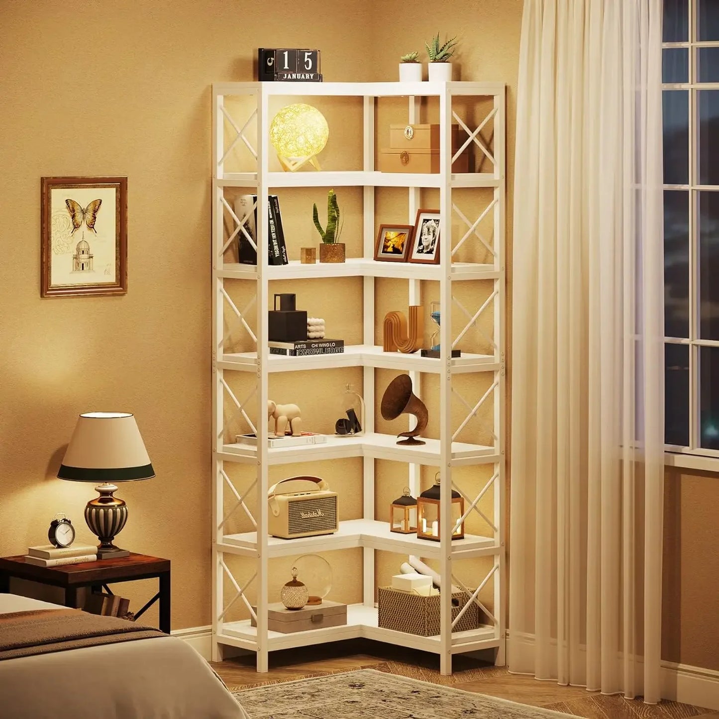 Tribesigns Way To Origin 7 Tier Corner Bookcase Industrial