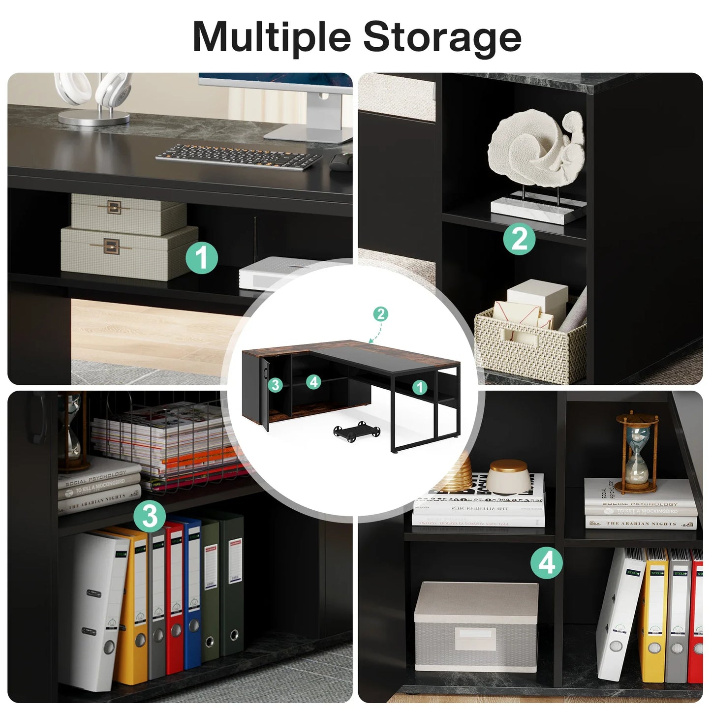 Tribesigns Executive Desk With Cabinet Storage Shelves