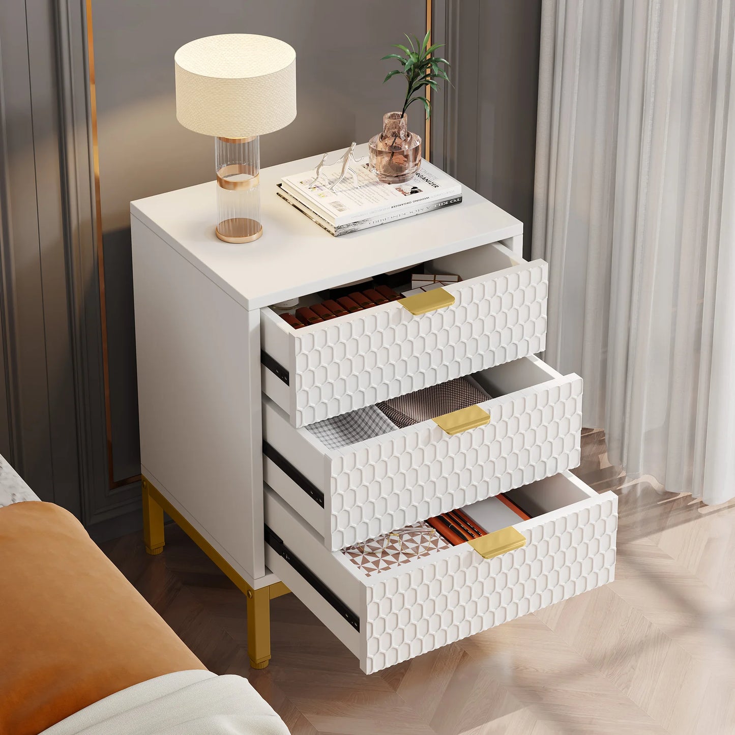 Tribesigns Modern Nightstand With 3 Drawers Bedside Table