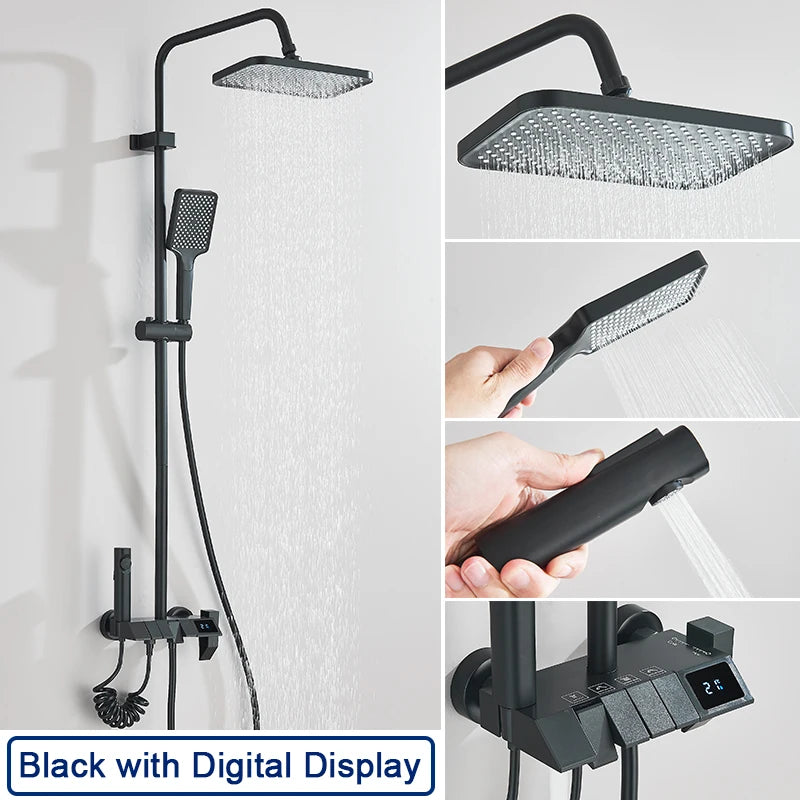 Rozin Digital Display Shower Faucet Set Piano Style