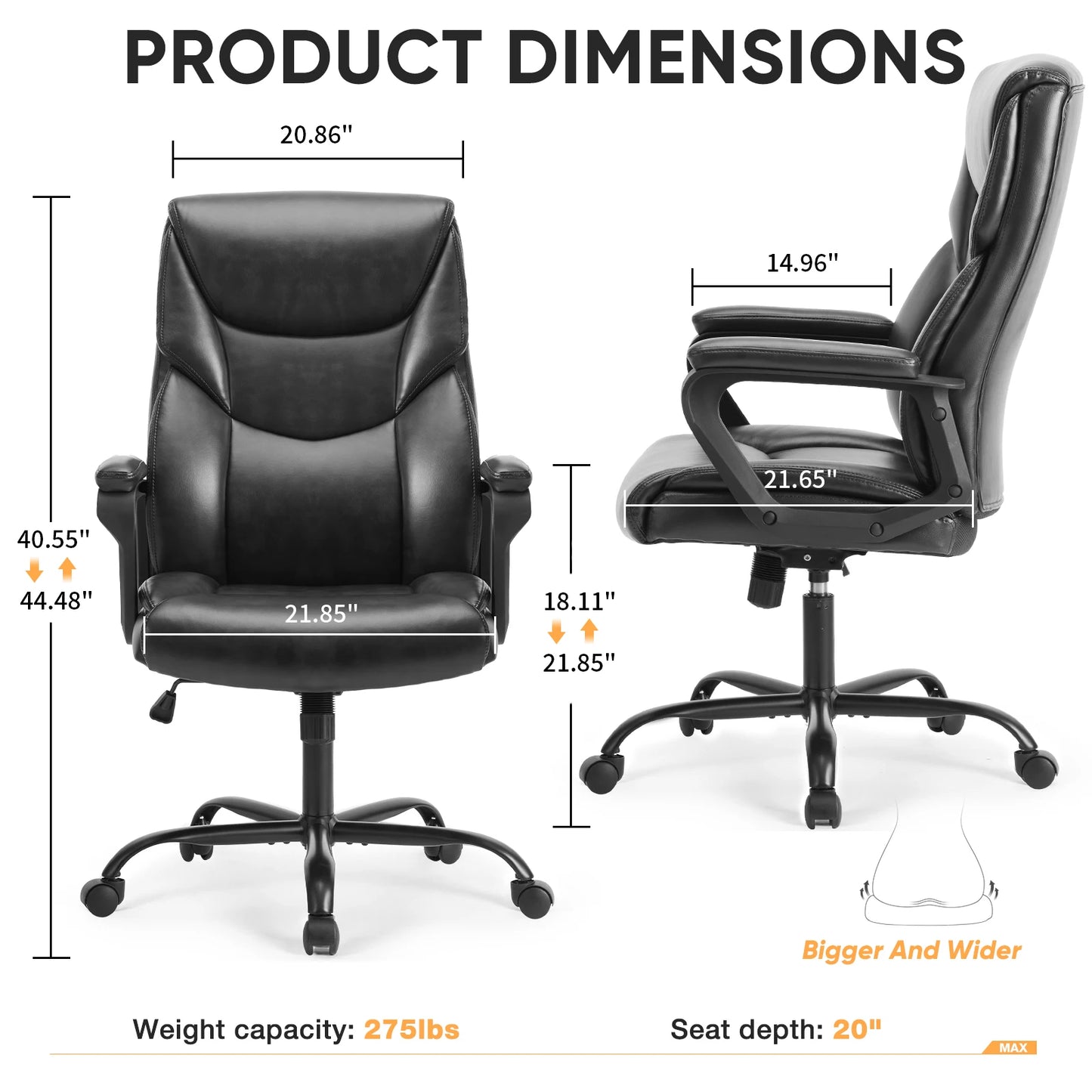JHK Ergonomic PU Leather Armrest Gaming Chair With Lumbar