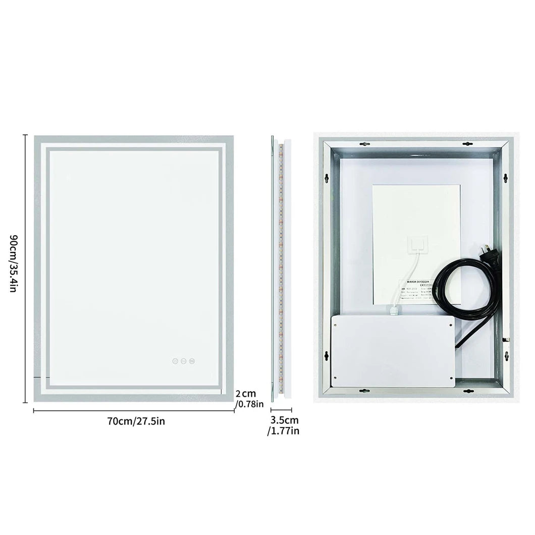 Borwart LED Bathroom Mirror Dimmable Backlit Fogless IP65