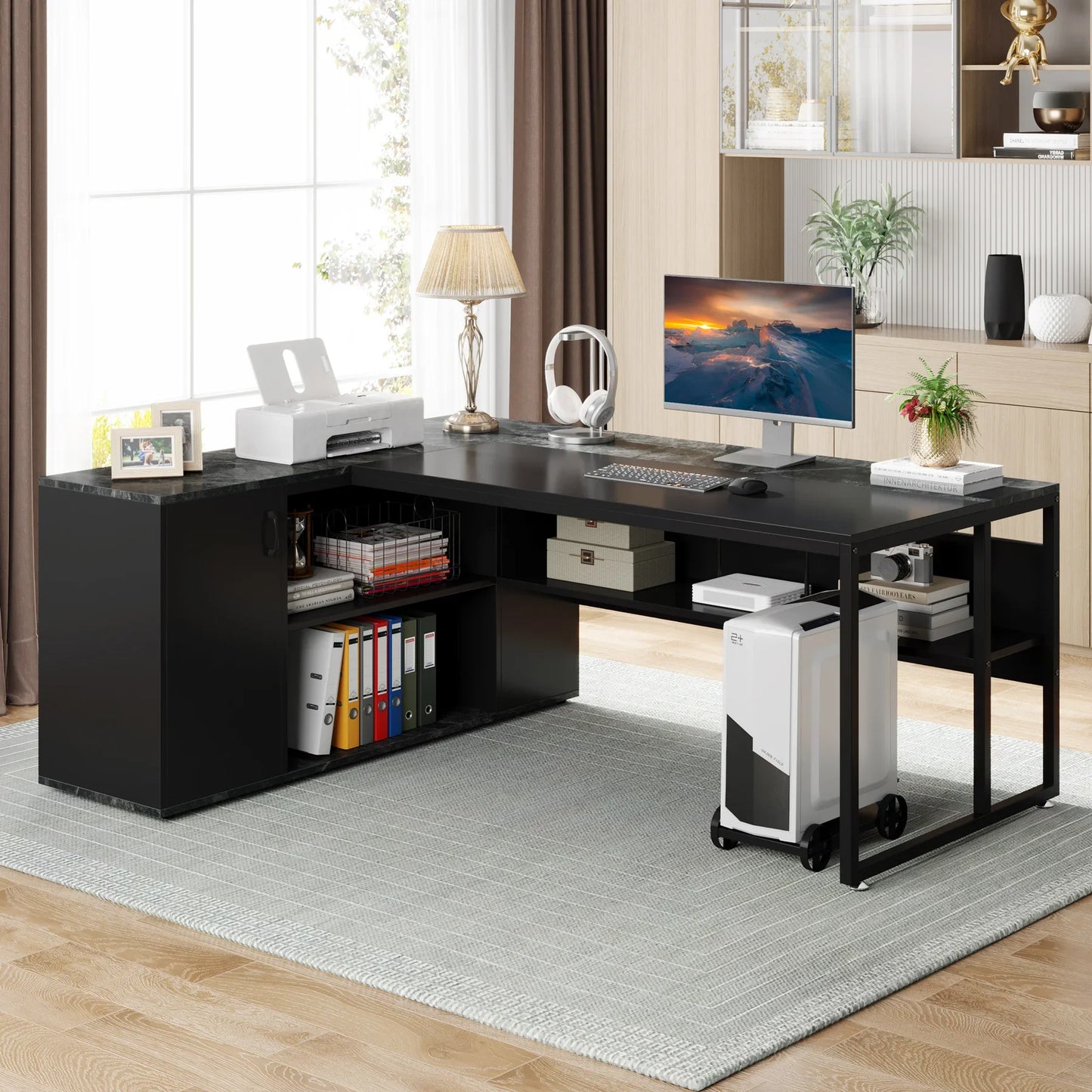 Tribesigns Executive Desk With Cabinet Storage Shelves