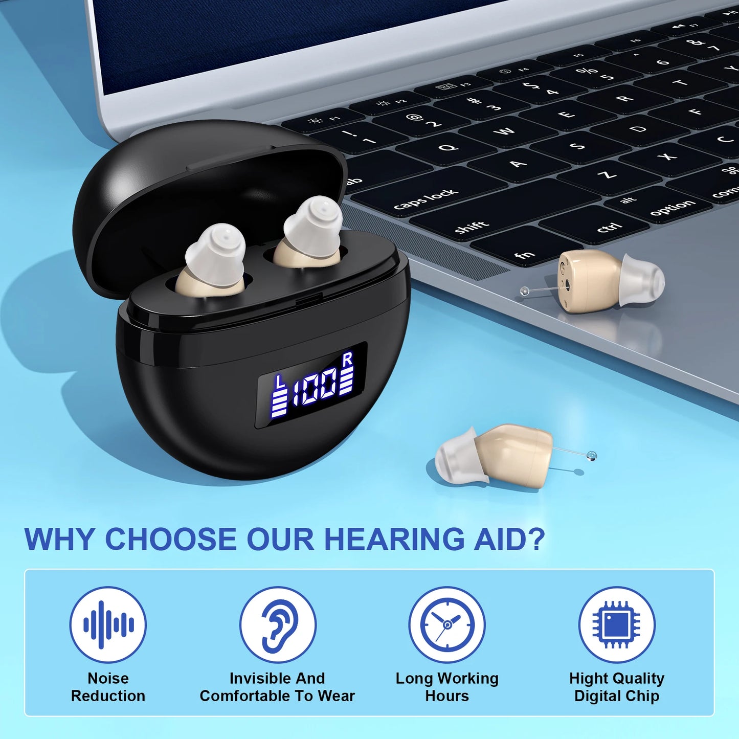 Rechargeable Portable Hearing Aids Invisible ITE Amplifiers