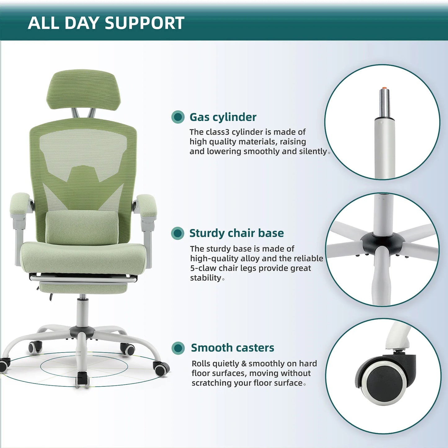 JHK Ergonomic Reclining Mesh Office Chair With Lumbar Support